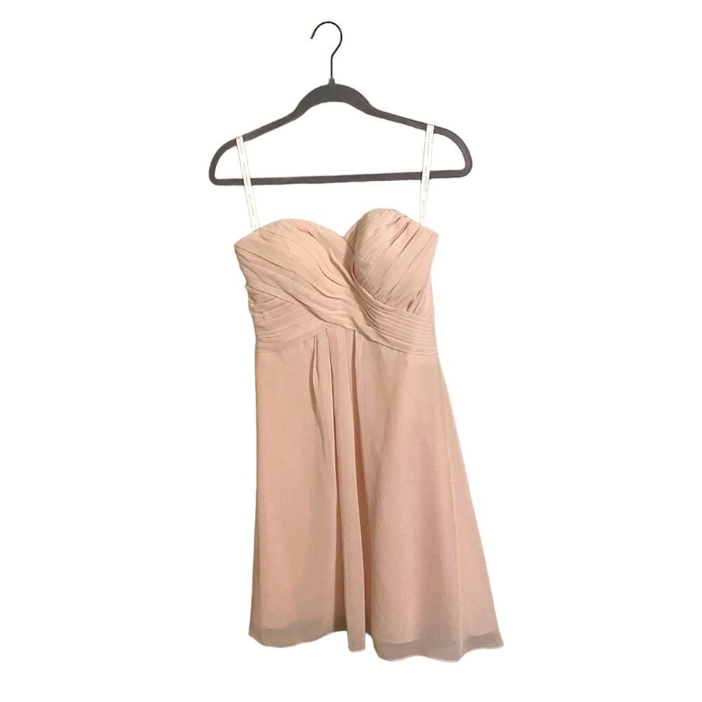 Bill Levkoff Light Pink Lace Strapless Bridesmaid Mini Dress Size 4‎